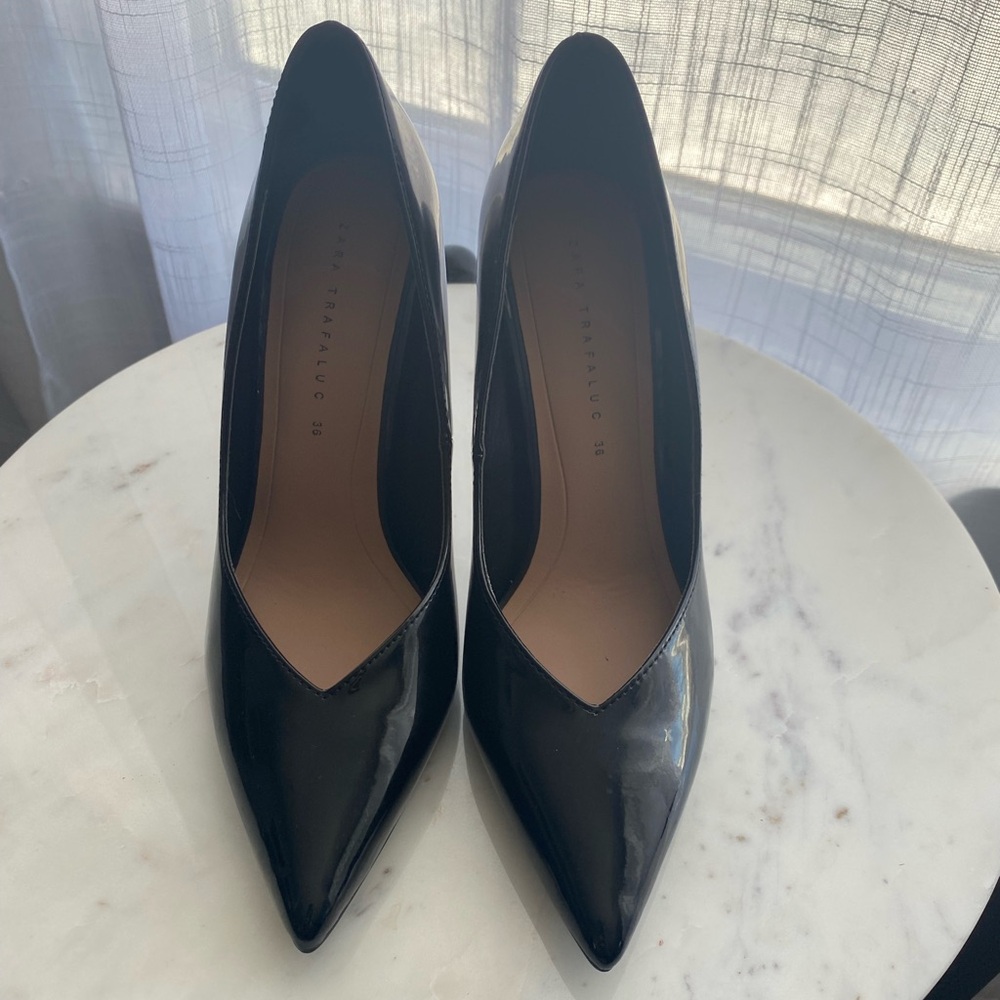 Zara Black Patent Leather Heels